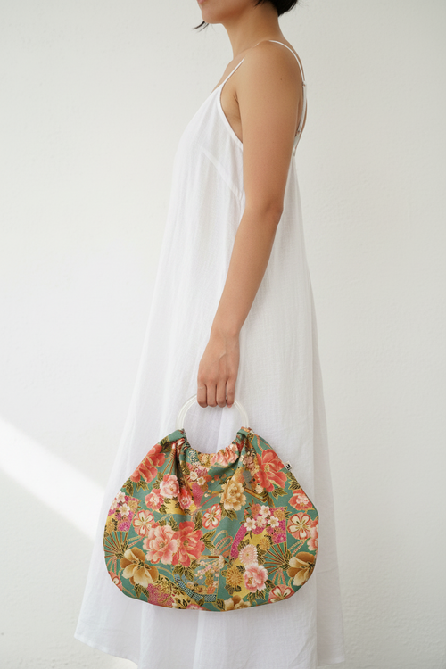 Bolso de aros flores rosas