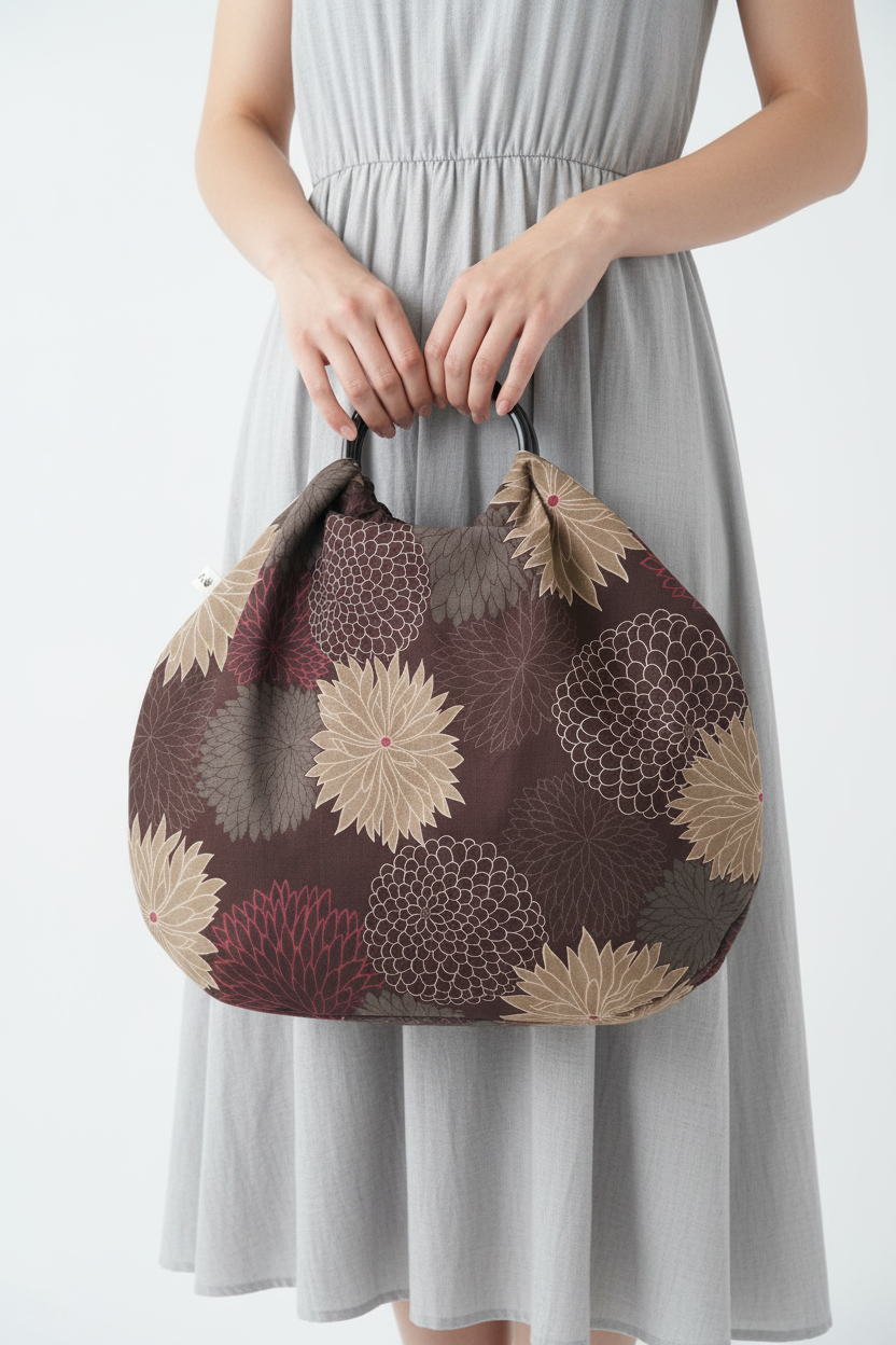 Bolso de aros flores oscuro