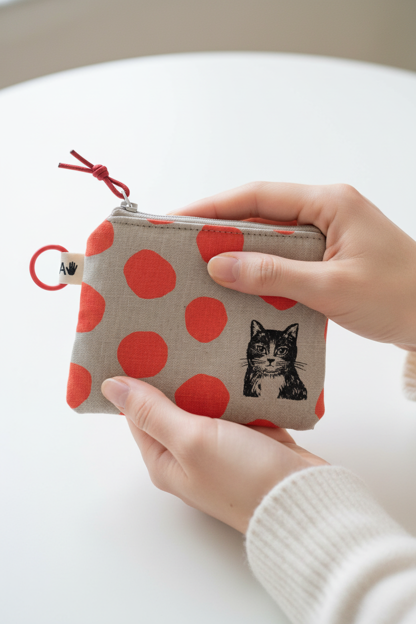 Monedero gato lunares rojos