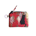 Monedero gato granate flores lilas