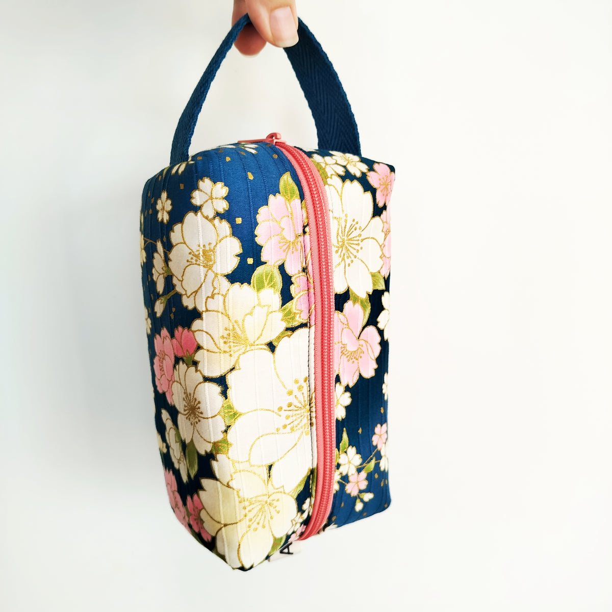 Neceser box satin sakura azul oscuro