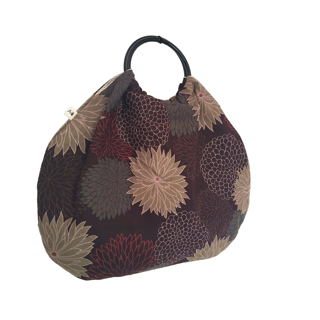 Bolso de aros flores oscuro