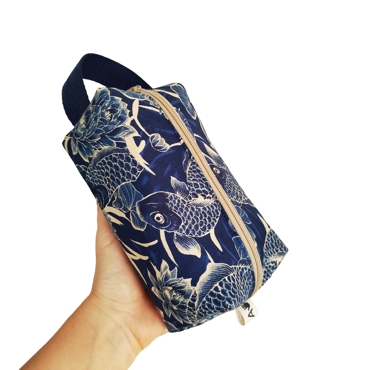 Neceser azul y beige carpas