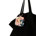 Mini charm satin azul flor rosa