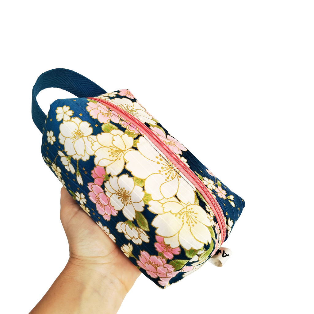 Neceser box satin sakura azul oscuro